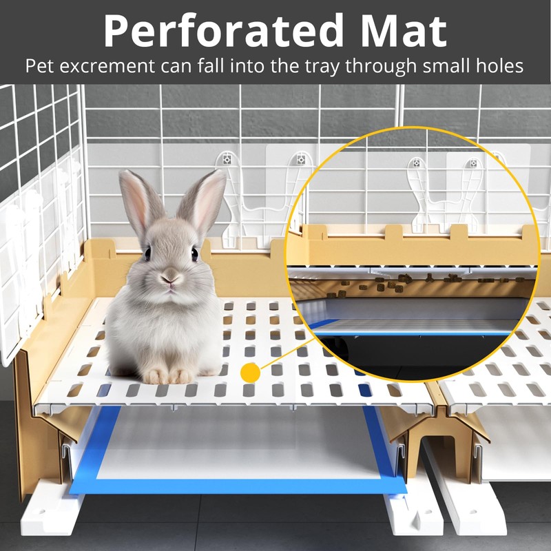 Oneluck Deluxe Rolling Bunny Hutch with Urine Guard,Small Rabbit Cage