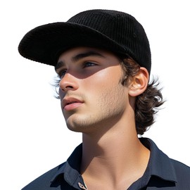 Clakllie Fashion Hip Hop Dancing Cap Corduroy Baseball Cap Flat Brimmed Performance Hat with UV Protection Sports Cap,Black