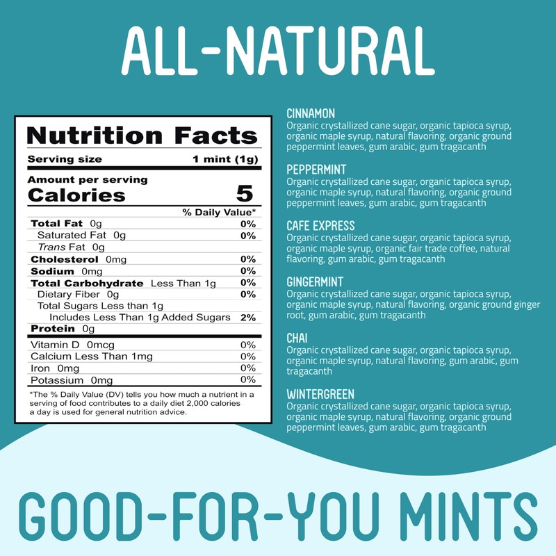 VerMints Organic Breath Mints – Peppermint, Ginger, Wintergreen, Cinnamon, Chai