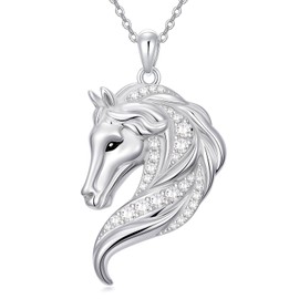 YEESIA Horse Necklace for Women 925 Sterling Silver Horse Head Pendant Necklace Cute Animal Pendant Cubic Zirconia Jewelry Gift for Women