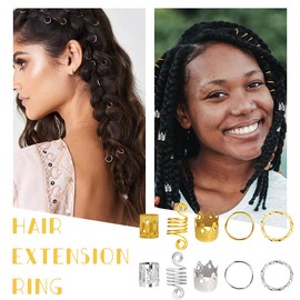 Pack of 110 Dreadlocks Jewellery Hair Spiral Clips, Adjustable Metal Cuffs Hair Braiding Rings, Beads Hair Accessories Braids Hair Dreadlocks Accessories for Women Men Braids Decoration