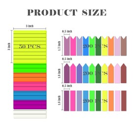 BAYTORY Transparent Sticky Notes Lined, 350 Sheets 3x3 inch with Lines and 3 Pcs See Through Sticky Tabs, 7 Bright Color Pads Match Post Dispenser Office School Home Supplies (Lined)