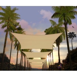 Amgo 0 10' x 10' Beige Square Sun Shade Sail Canopy Awning, UPF50+ AGTAPS10, 95% UV Blockage, Water & Air Permeable, Commercial and Residential, 3 Years Warranty (We Make Custom Size)