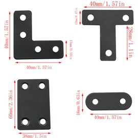 CHENJIN 22PCS Black Stainless Steel Bracket Kit with 70 Screws Right Angle Corner Braces Angle Iron Shelf Brackets L-Shaped Corner Brackets Hardware Supports for DIY Furniture Woodworking Projects