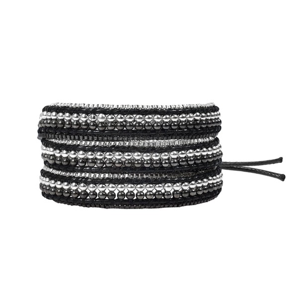 AeraVida Stylish Native Black and Silver Plated Base Two-Tone Wrap