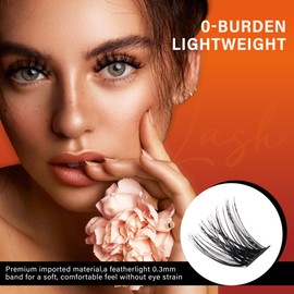 VYRILA Lash Cluster 132pcs Individual Lashes,8-16mm Diy Lash Extension,D Curl Lash Clusters Wispy,3D Natural Lash Clusters Look Like Eyelash Extension DIY at Home (Orange Whisper-D-8-16mix)