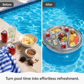 Inflatable Pool Floating Tray for Drinks & Snacks – PVC Beverage Holder Table for Summer Pool Parties