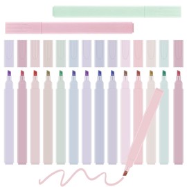 YanBous Pack of 16 Pastel Highlighters - Aesthetic Highlighter Pens with Soft Chisel Tip for Journals, Bibles and Notes - Quick-Drying, Leak-proof Ink for School and Office