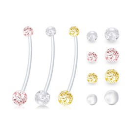 JFORYOU Bioflex Belly Button Piercing Pregnancy or Sports Flexible Plastic Pregnancy Piercing 1.6 mm 38 mm, Plastic