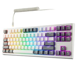 TECWARE Phantom+ Elite 87 Key RGB Mechanical Gaming Keyboard, LED Backlit, Universal Hot-Swap, Wired and Wireless, 3 Mode Connectivity, Thocky Sounding, White Elite Wraith Brown