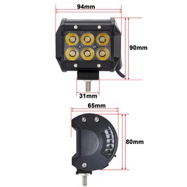 AUXMOTEC Red Led Work Light Pod 18W 4-inch Spot Driving Lightbar Fog Off-Road Lights for Emergency Safety Signal Van Camper SUV ATV Boat Truck Fishing Hunting Deck Lighting 12V 24V, 2pcs 18W Red