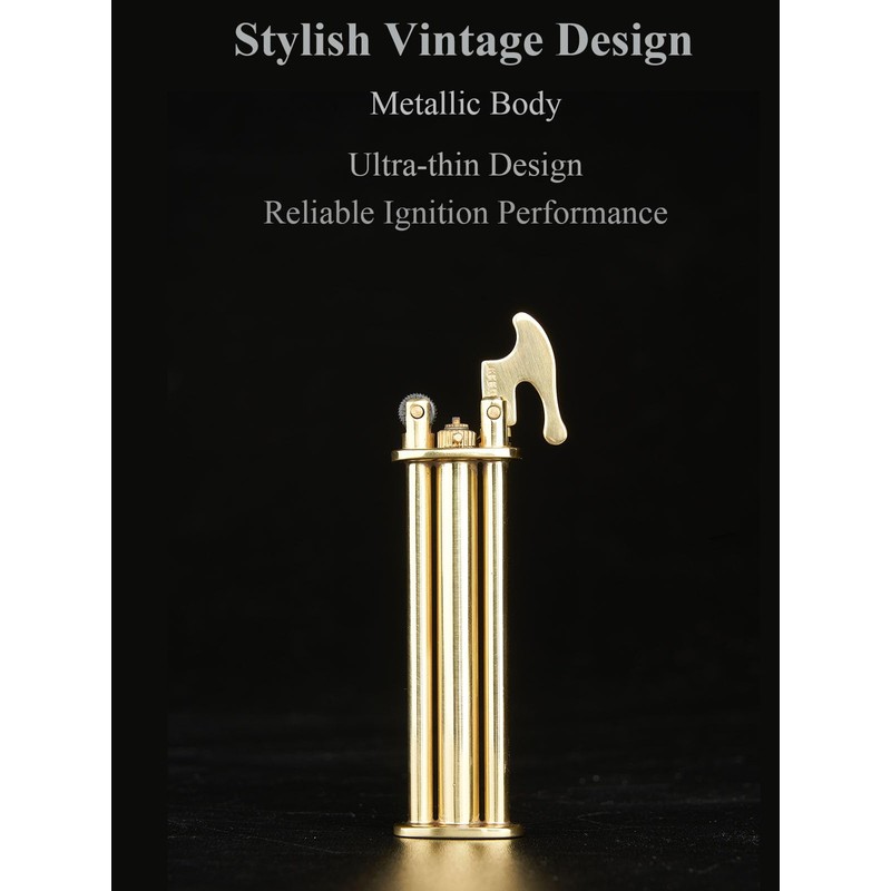 Vintage Antique Lighter,Cool Lighters, Unique Birthday Gifts for Men (Gold)
