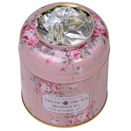 New English Teas Vintage Floral Tea Caddy with 80 English Breakfast Teabags