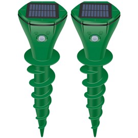 Mole Repellent Solar Powered Ultrasonic,Deer Repellent Devices,Gopher Trap Groundhog Repeller,Sonic Spikes Get Rid of All Pests Vole, Chipmunk,Cat,Skunk,Snake,Mole Trap for Lawn, Garden Yard (2P)