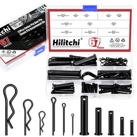 Hilitchi 67Pcs 5Sizes M5 M6 M8 M10 M12 Black Clevis Pins Assortment Kit with Cotter Pin Hair Pin Zinc Plated Steel Flat Head Clevis Pins Single Hole Clevis Pin for Mechanics Repair