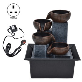 Tabletop Water Fountain with LED Yellow Light Feng Shui Relaxation Desktop Ornament DecorationUK Plug AC220‑240V