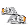 ZonCar Headlight Assembly, Chrome Housing with Amber Reflector & Clear