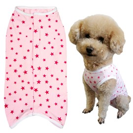 Dog’s Recovery Suit Post Surgery Shirt for Puppy, Wound Protective Clothes for Little Animals(Pink Stars-s)