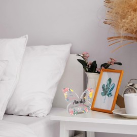 Best Auntie Gifts Ideal for Mothers Day from Niece Nephew Birthday Presents Thanksgiving Christmas Retirement Gifts for Auntie Engraved Butterfly Shaped Acrylic Block Keepsake Decor Decorations