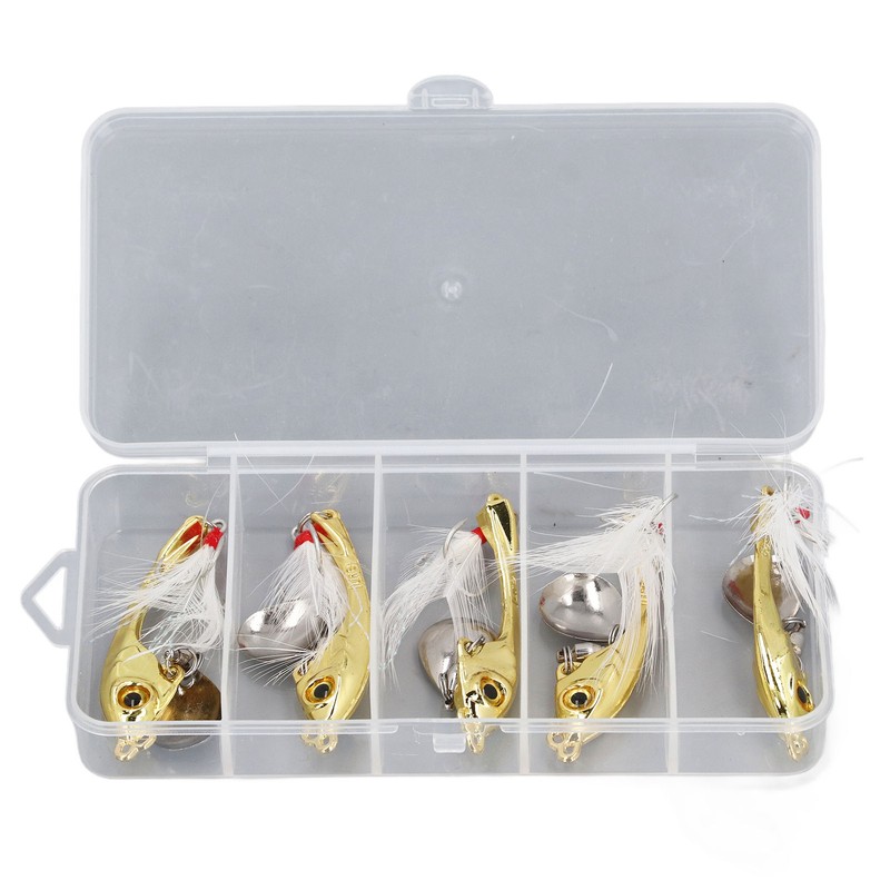 5pcs Metal VIB Fishing Lure Professional Rotating Sequins Lure Bait