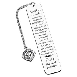 Coworker Leaving Gifts for Women,Farewell Going Away Goodbye Gifts for Coworker Friends Her Manager Boss Teacher Employee Compass Bookmark You Will Be Missed Retirement Gifts for Women
