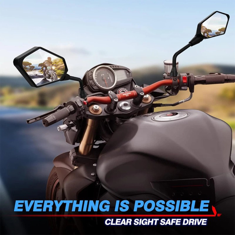 Dreamizer Motorcycle Rearview Mirrors + 7/8" Clamps For Yamaha Grizzly