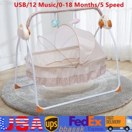 Automatic Rocking Chair Electric Baby Swing Bed Crib Music Cradle Remote control
