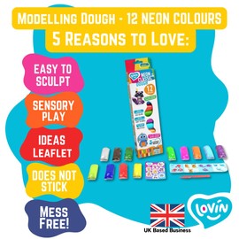 12 Colours Neon and Classic Lovin Modeling Set with Colour Dough, Craft Kits for Kids - Arts and Crafts for Kids - Colour Dough Modelling and Sculpting Playdough Set - Ideal Creative Activity Kit