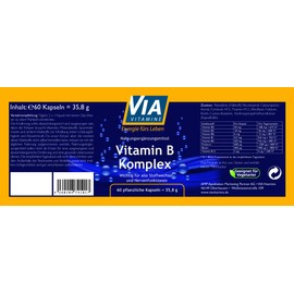 Vitamin B Complex 60 Vegan Capsules, High Dose, All B Vitamins Included, Premium Quality from Germany