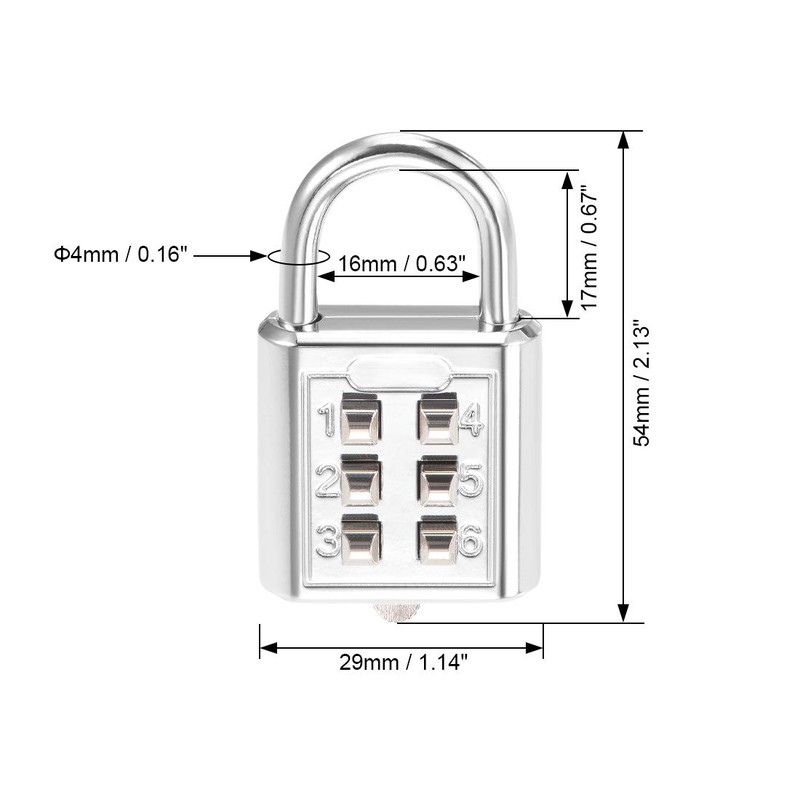 sourcing map 6-Digit Combination Padlock Push Button Lock for Locker