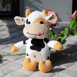BSTSELER Cow Cattle Stuffed Animals Plush Toy 12" Large Milk Pillow Soft Cattle Plushies Cow Hug Pillow Stuffed Animals Doll for Boys and Girls (A: No clothes)