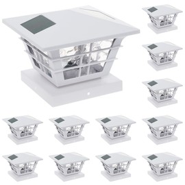 GreenLighting Cape Cod Solar Post Cap Lights Fits 4x4 Wood, 4x4 & 5x5 PCV/Vinyl Outdoor Solar Powered Post Cap Light, Fence Post, Landscaping, Deck, Garden- Bright LED, Waterproof White 12 Pack