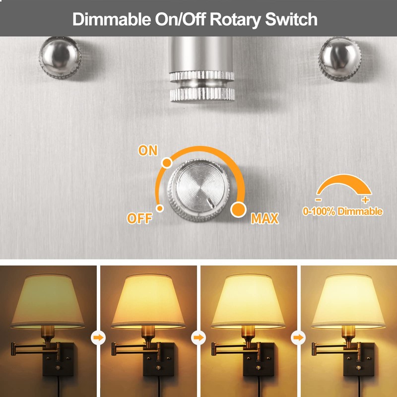 TRLIFE Wall Sconce Plug in, Dimmable Wall Sconces Set of