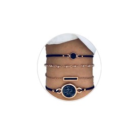 Bufenia Boho Layered Crystal Bracelets Set Natural Stone Gold Beads Bracelet Fashion Party Adjustable Hand Chain for Women and Girls (Pack of 4)