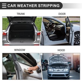 Motoforti Universal Car Weatherstrip Door Weather Stripping Edge Trim Seal Strip Self Adhesive Weather Seal Strip for Engine Cover Trunk Window, 32.8Ft, 5-Hole Shape, EPDM Rubber, Black
