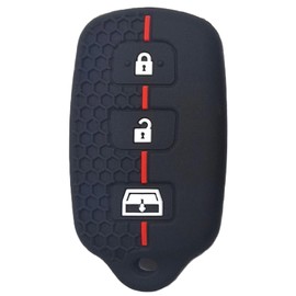 4 Buttons Silicone Key Fob Cover for Toyota 1999-2009 4Runner 2001-2008 Toyota Sequoia, Keyless Remote Holder for HYQ12BAN HYQ1512Y HYQ12BBX (Black)