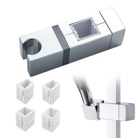 Adjustable Shower Bracket, Shower Head Holders, No Drilling Slip-On Design Shower-Head Holders, 360° Angle Adjustment Rectangular Slider Bar Holder Fits 4 Rail Sizes 18x30, 22x22, 25x25, 30x15mm