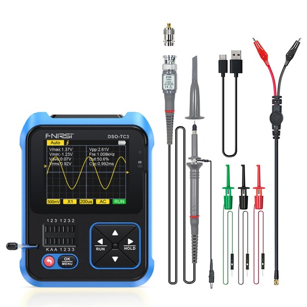 TC3 Portable 3-in-1 Oscilloscope, ESR Tester, 2.4" TFT Display, 1500mA