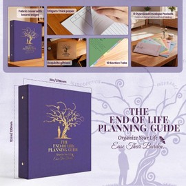 End of Life Planner, When i Die Binder with Document Pocket, The End of Life Planning Guide Folder Organizer for Estate & Funeral Planning, Important Personal Info, Final Wish Letter 8.5"x11" (Purple)