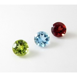Myhealingworld Natural Blue Topaz Garnet Peridot 6mm round faceted brilliant cut AAA quality loose calibrated gemstones for jewelry making (BOX 4 - (Blue Topaz 1 Pcs) (Garnet 1 Pcs) (Peridot 1 Pcs)