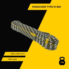 EdcX Paracord 4mm, 20+ Military Colors (15m, 30m, 50m, 100m, 300m) | Ideal for Camping, Survival, Outdoor, Crafting, DIY | 100% Nylon Rope 4mm | Tactical Cord 550 Type III (French Camo, 30 m)