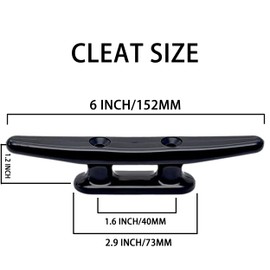 MX Boat Dock Cleats Marine Dock Cleat Kayak Cleats Canoe Mooring Deck Mount Pack of 6(6 inch)