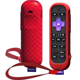 Cover for Roku Voice Remote Pro (2nd Edition), Case Compatible with Hisense TV Controller, Silicone Sleeve for TCL Smart TV Control Holder Red