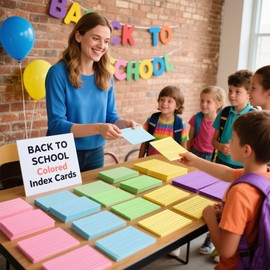 Koogel Index Cards 3x5, 272 Count, Colored Ruled Flash Cards for Studying, 34 Pack of 8, Heavy Weight Lined Notecard Portable Note Taking for Students Teachers School Office Home Supplies, 8 Colors