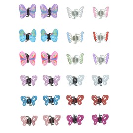 Zac's Alter Ego Set of 24 Assorted Colour Girl's Mini Butterfly Glitter & Stone Hair Clips