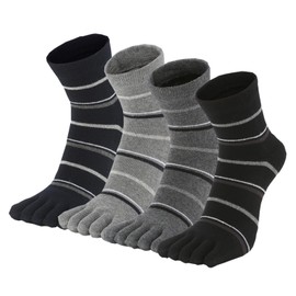 Civiczar Men's Five Toe Socks, Business Socks, Crew Length, Cotton, Casual, Set of 4 Pairs, #2