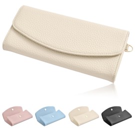 Tonriga Women's Stylish Soft Glasses Case | Thin Slim Design Lightweight Large Size | Leather Style, Compatible with Sunglasses, Cute, Storage Pouch (D-ring Included, Strap Compatible), Great Gift,