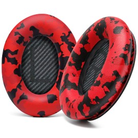 WC Wicked Cushions Upgraded Replacement Ear Pads for Bose QC35 & QC35ii (QuietComfort 35) Headphones & More - Softer Leather, Luxurious Memory Foam, Added Thickness, Extra Durability | Red Camo
