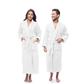 Pack Of 2 Premium 100% Cotton Terry Shawl Collar Towel Bath Robe for Women And Men Hotel Quality Unisex Spa Robe