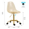 HOMEFUN Clear Rolling Chair, Armless Acrylic Desk Chair with Golden